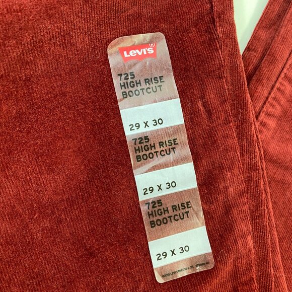 Levis 725 High-Rise Bootcut Womens Corduroy Pants Slim Fit Red Size 29x30 - Picture 4 of 11